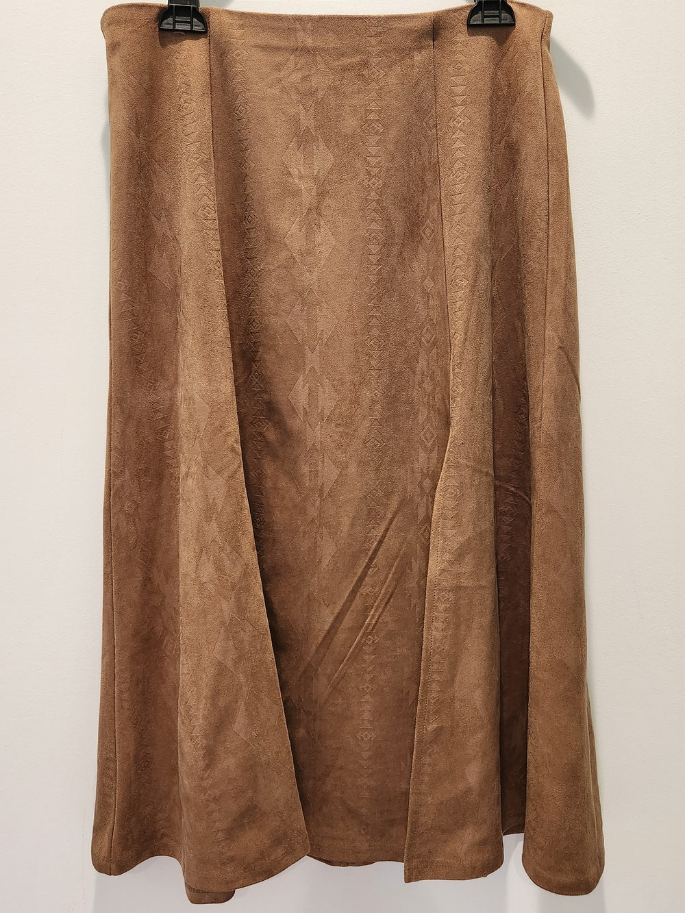 Shyanne Subtle Aztec Print Tan Midi A-Line Skirt